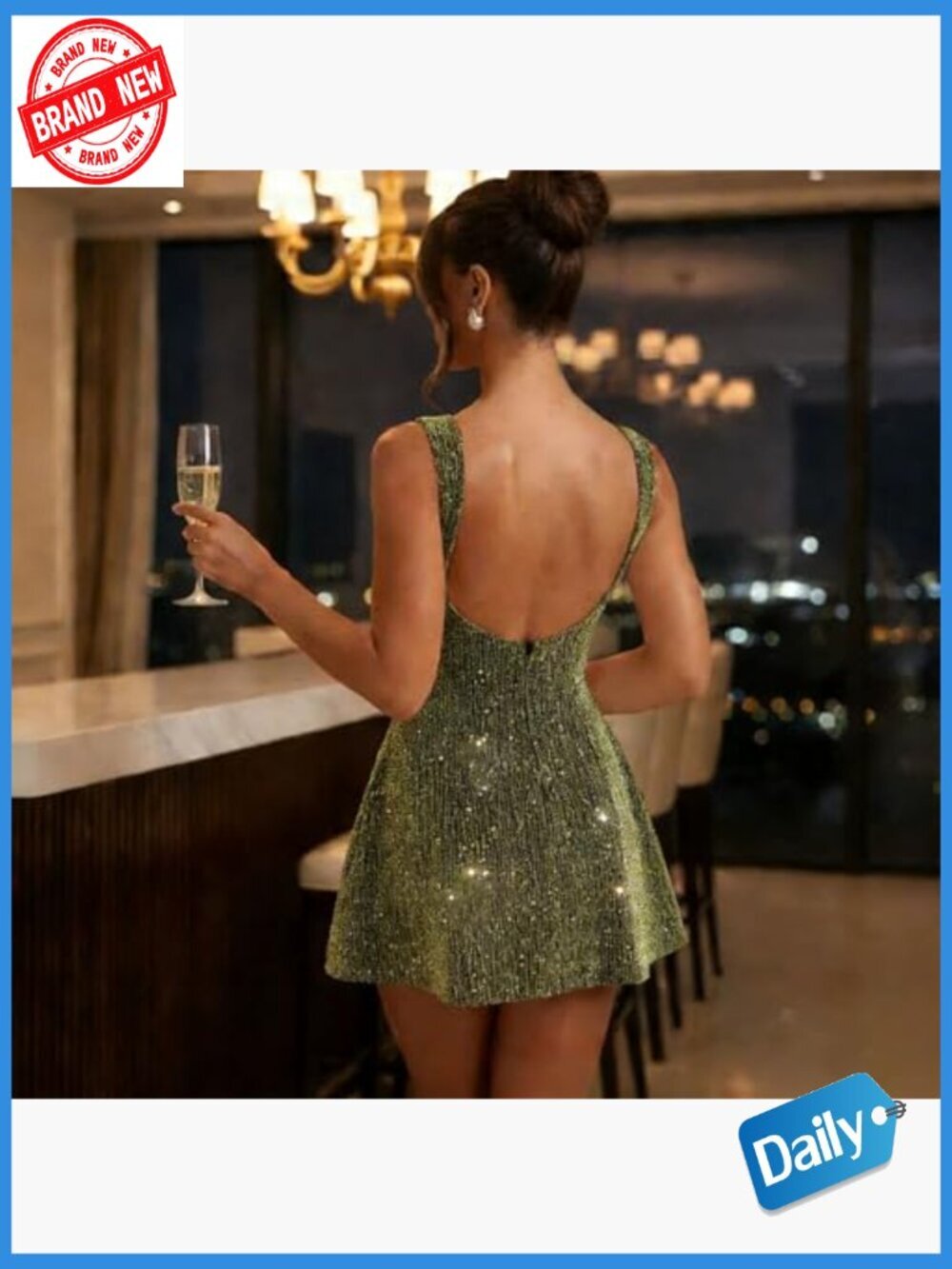 Sexy Backless Mini Dress Sleeveless Off Shoulder Party Club Night Out - Picture 2 of 7